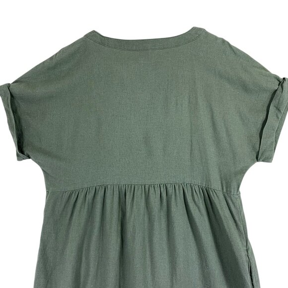 khaki /olive linen blend tunic dress pull on Briggs New York size medium - Picture 12 of 14